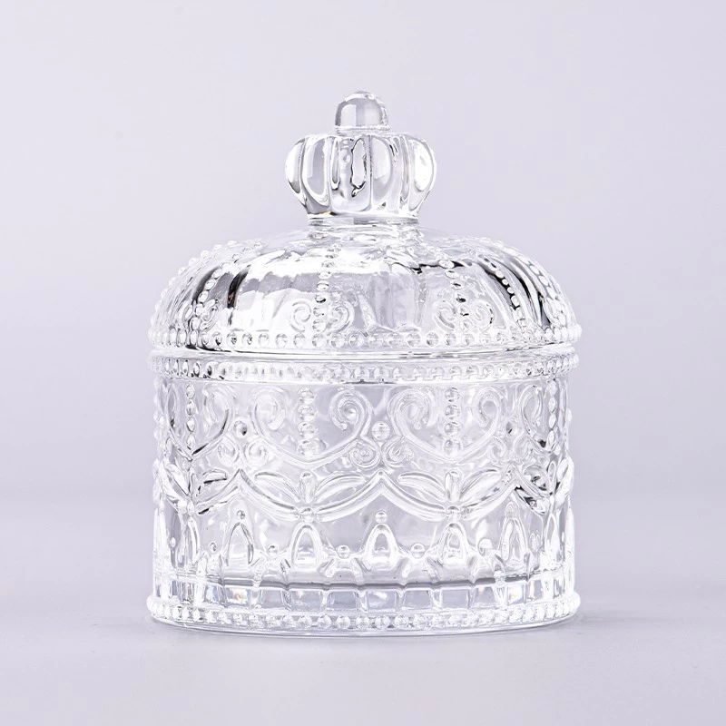 Wholesale Christmas glass candle jar with lids 