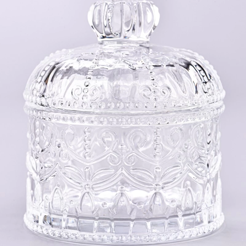 Wholesale Christmas glass candle jar with lids 