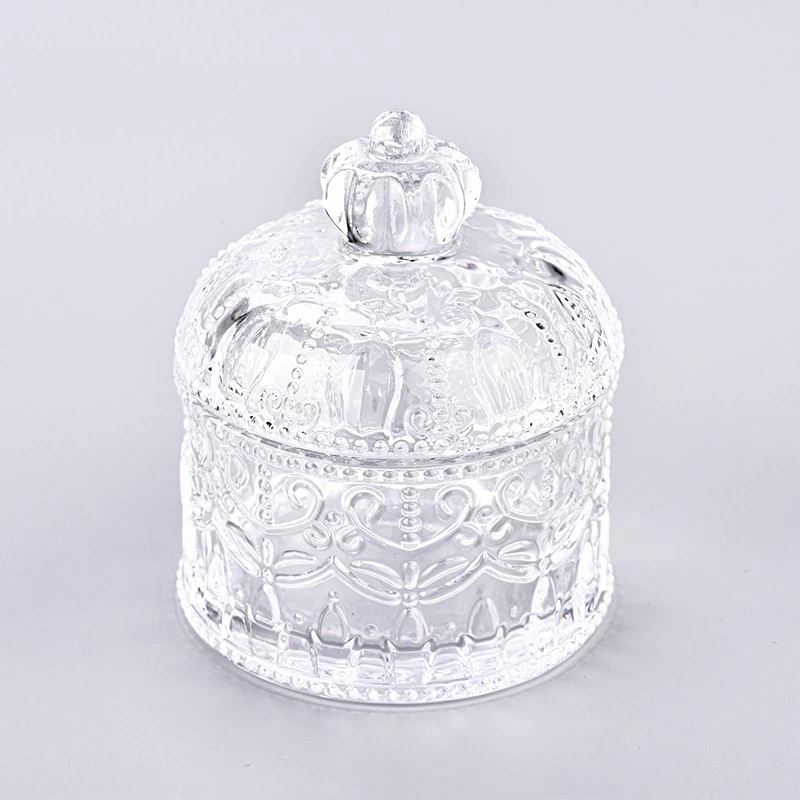 Wholesale Christmas glass candle jar with lids 