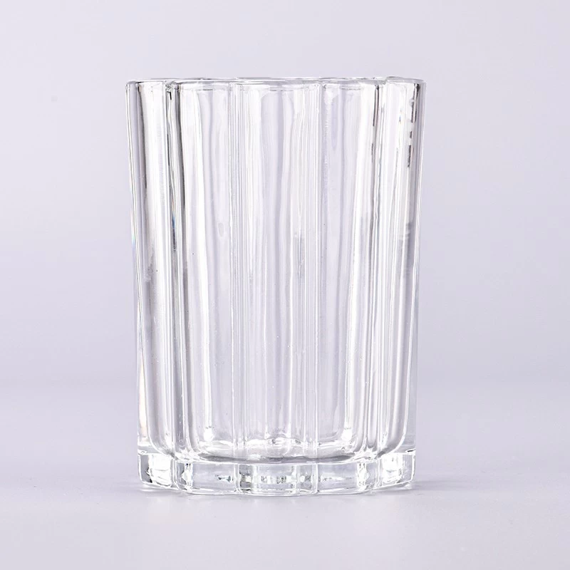 Unqie 8oz Glass Candle Jars Ribber Glass Candle Holders Wholesale