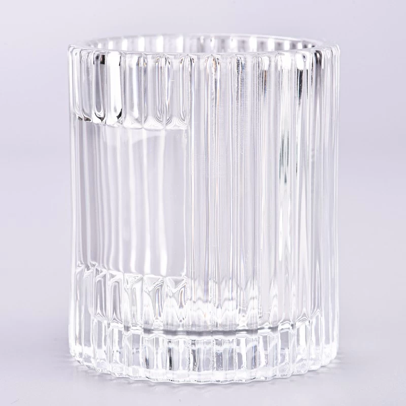luxury clear embossed 6.5oz glass candle jar