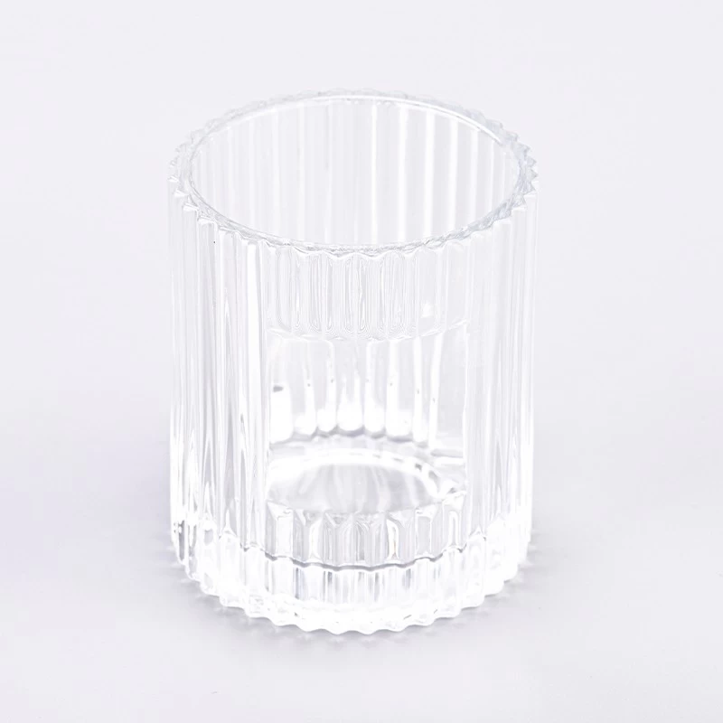 luxury clear embossed 6.5oz glass candle jar