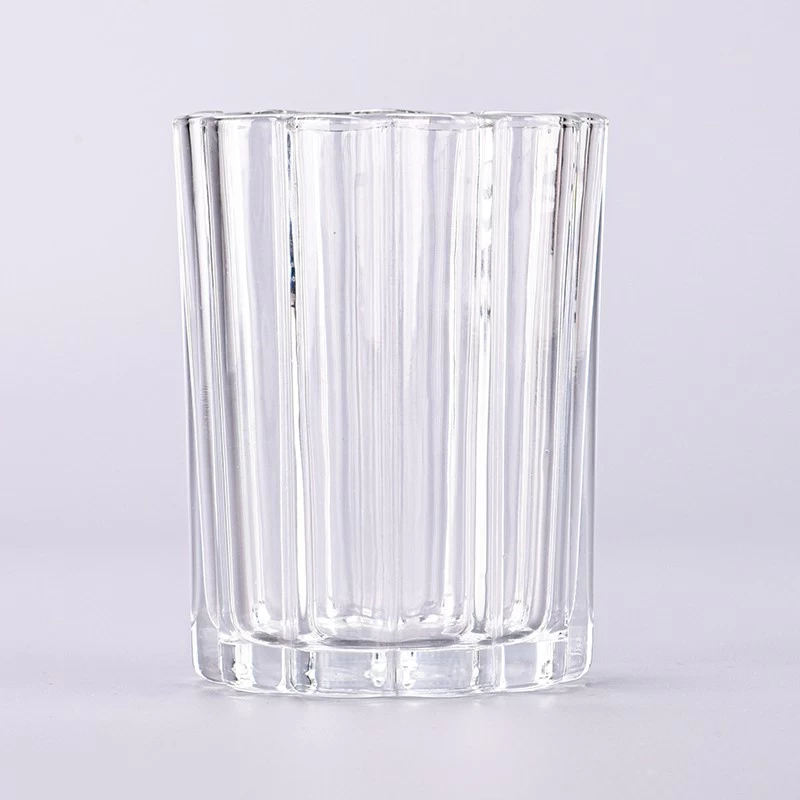 Hot sale 8oz 10oz vertical line glass candle vessel for supplier