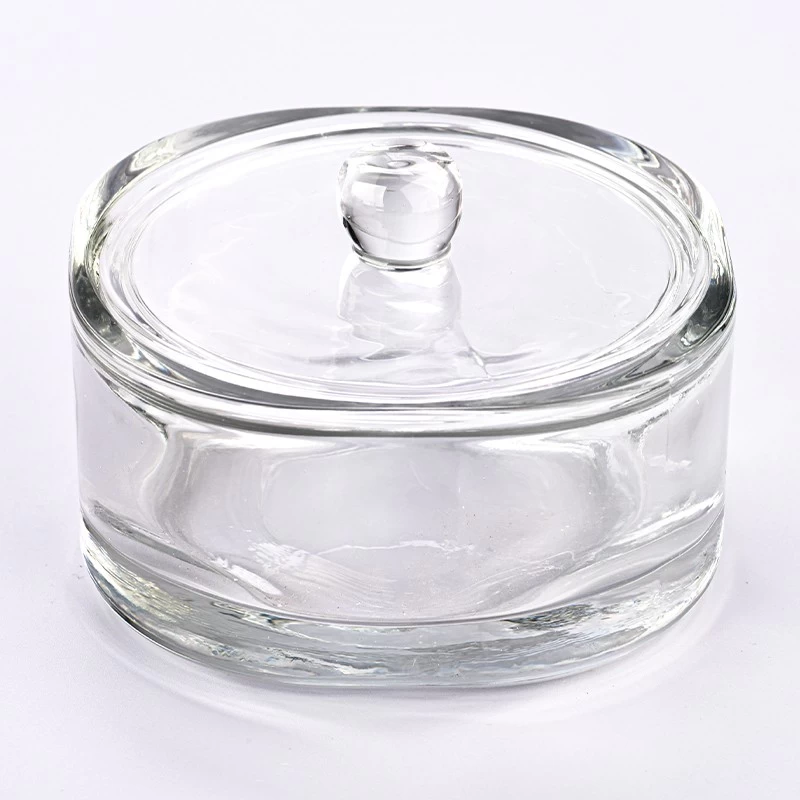 New deco wide mouth straight 10 oz 12 oz 14 oz glass candle holder with handle wedding