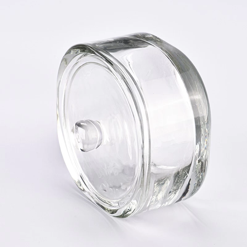 New deco wide mouth straight 10 oz 12 oz 14 oz glass candle holder with handle wedding
