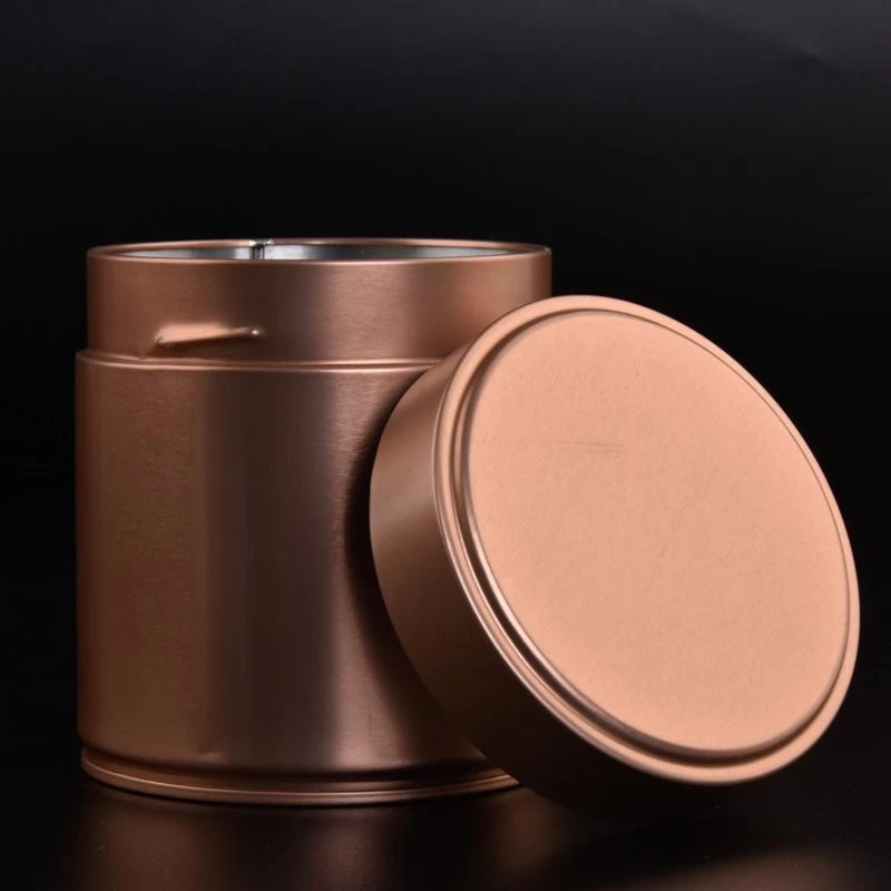 550ml copper color tin candle container with lid