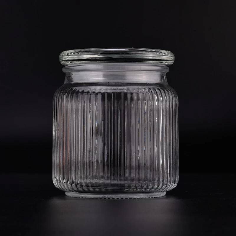 Newly design huge jar with customized logo space on luxury pattern glass candle holder for wholesale