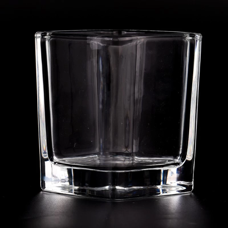 Luxury square 8oz 10oz thickness wall glass candle holder for supplier