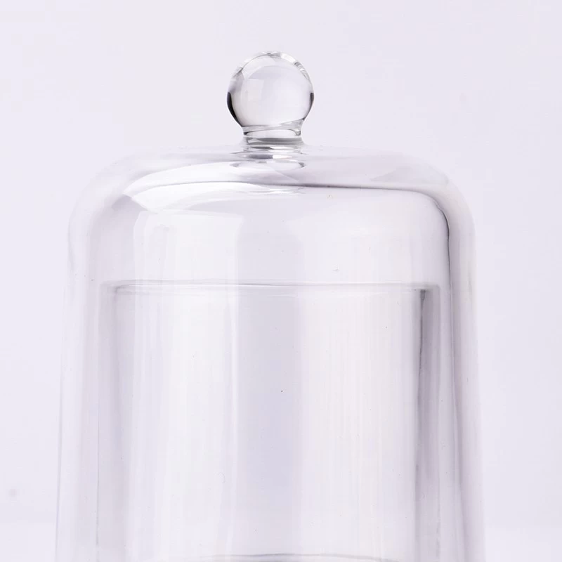 Wholesale 6oz glass candle holder with glass cover for candle making 