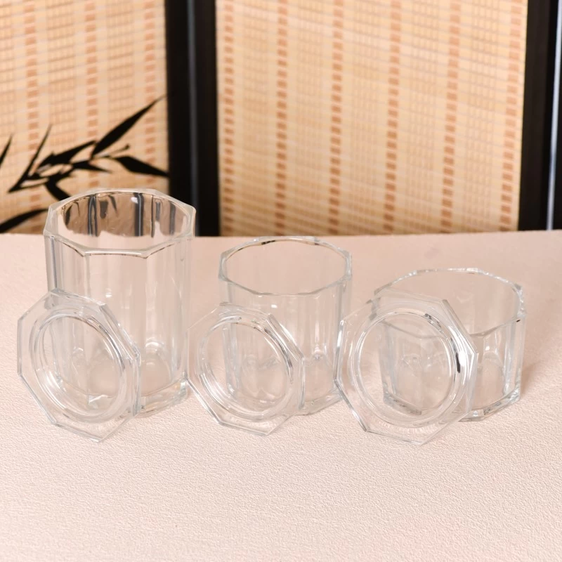 Luxury 1096ml transparent large capacity glass candle jar with lid for candle making