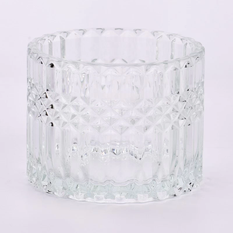 Luxury home custom clear glass candle jar with embossed logo for candle making