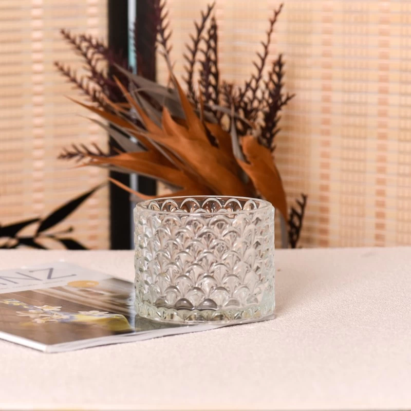 Luxury custom scaly effect glass candle jar for home decor