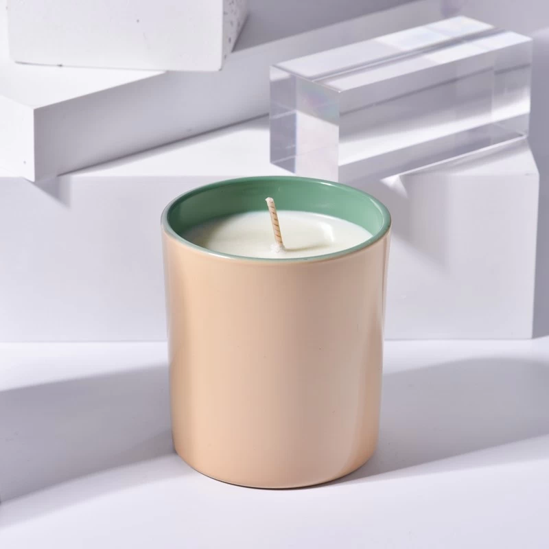 Solid colour glass candle vessels for candle making with wooden lid