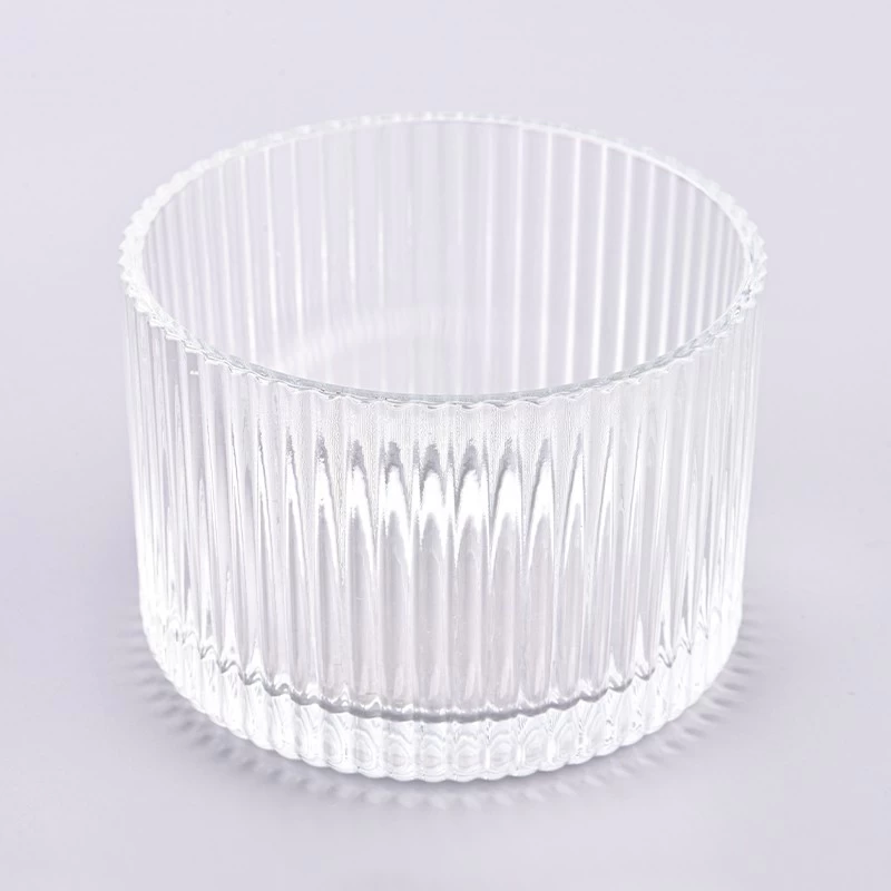 Wholesale vertical striped glass candle holders for family gifts