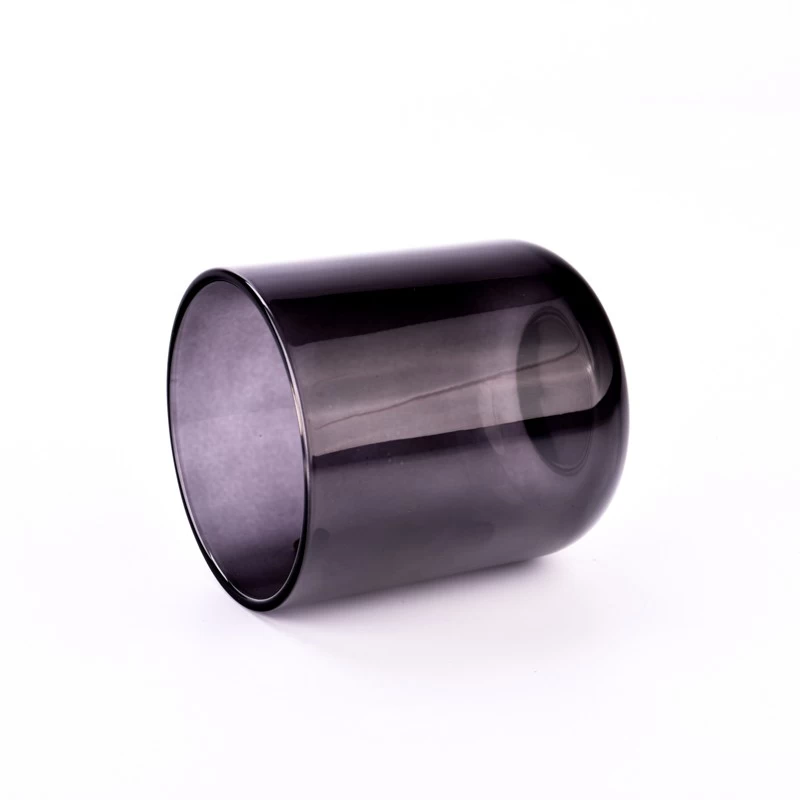 Wholesale 8oz translute gray color round bottom aura glass candle jars in bulk