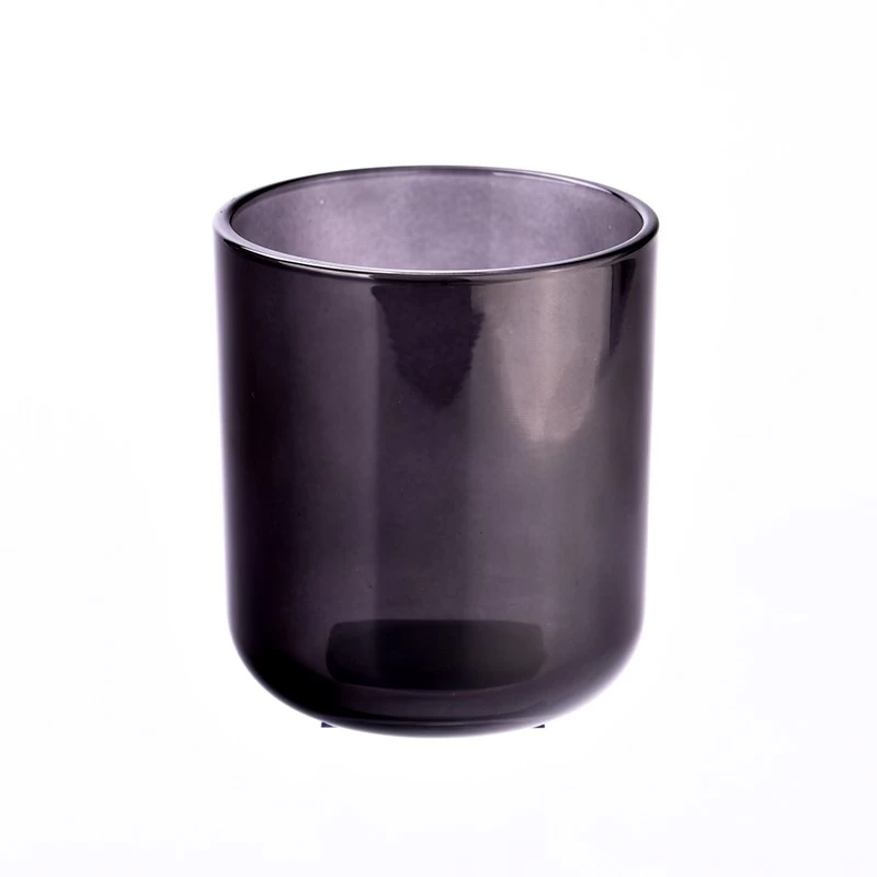 14oz gray color round bottom aura glass candle jars 