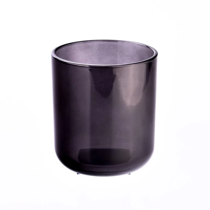 Wholesale 8oz translute gray color round bottom aura glass candle jars in bulk