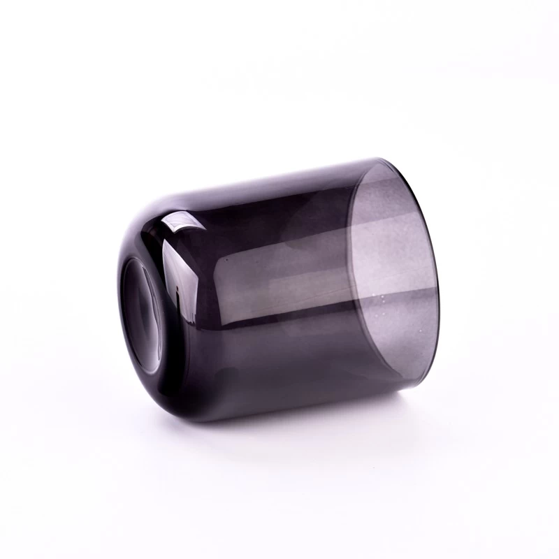 Wholesale 8oz translute gray color round bottom aura glass candle jars in bulk