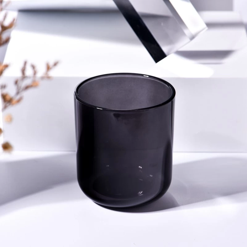 Wholesale 8oz translute gray color round bottom aura glass candle jars in bulk