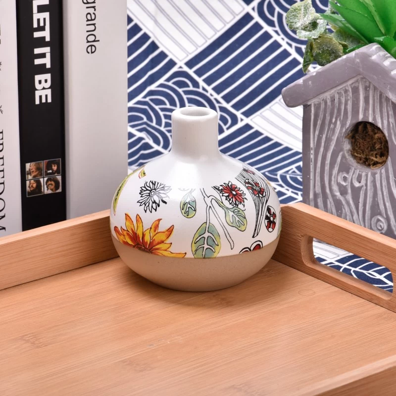 Wholesale custom multi-color exquisite pattern ceramic aromatherapy bottle