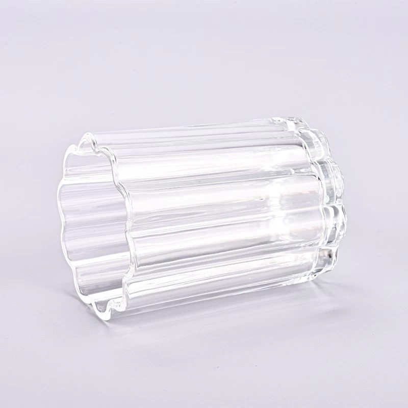 Wholesale luxury custom 10oz clear polygonal glass candle holder for home decor