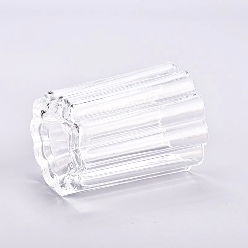 Wholesale luxury custom 10oz clear polygonal glass candle holder for home decor