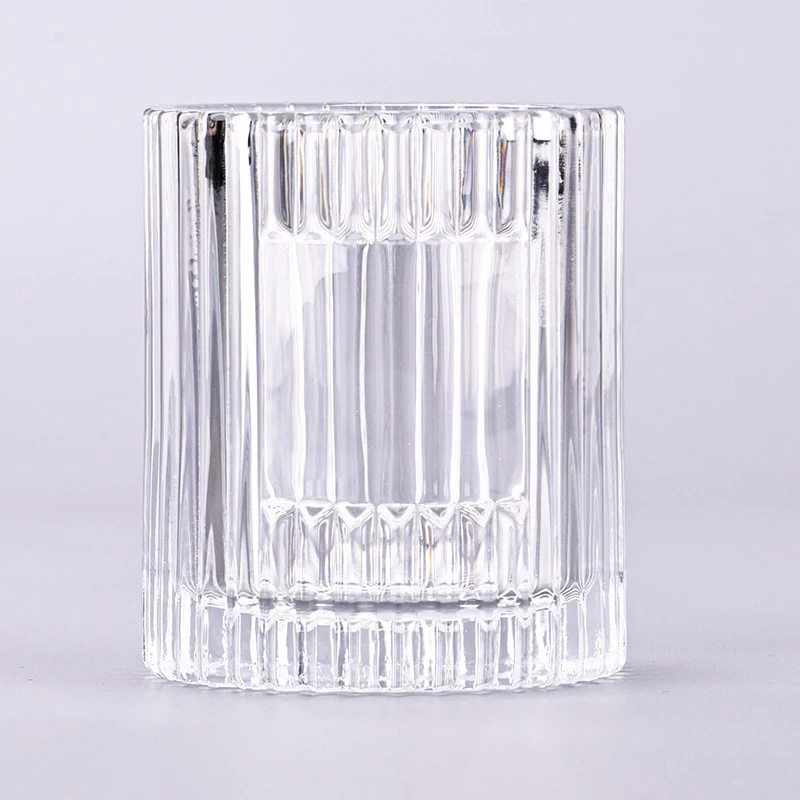 Wholesale vertical line glass candle holder for home deco