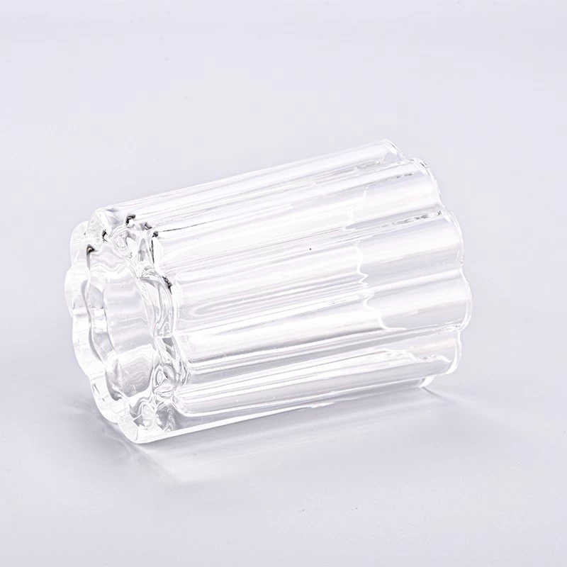 Custom transparent flower shaped glass candle holder wholesale