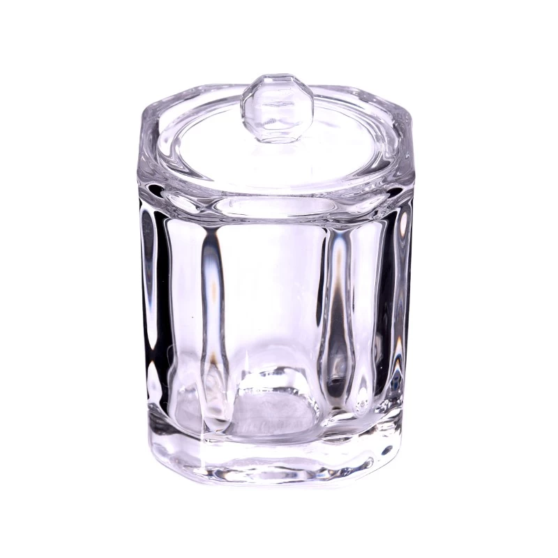 luxury square shape circle inside glass candle jar with glass lid