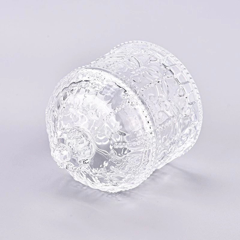 Luxury custom crown design Glass candle container with lid for wedding decoration
