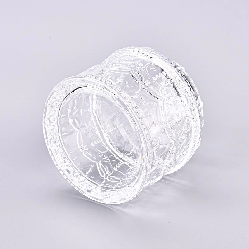 Supplier 200ml luxury custom crown design glass candle container with lid for wedding decoration