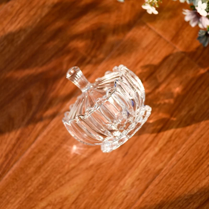 Hot sale 7oz vertical stripe clear glass candle jar with lid for wholesale