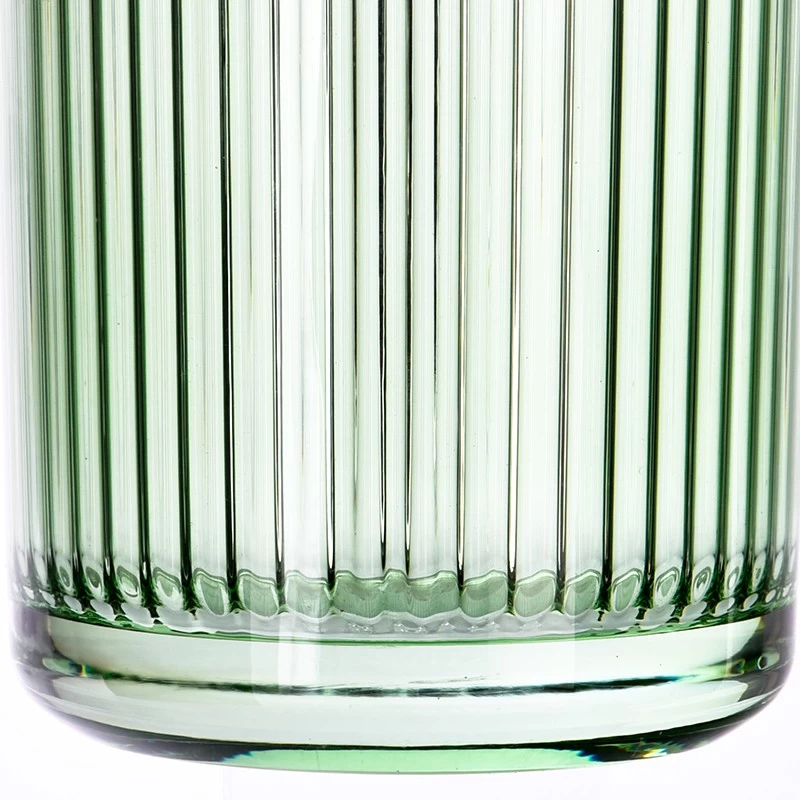 Popular green Glass Candle Vessel 440ml Vertical Glass Candle Jars for home deco