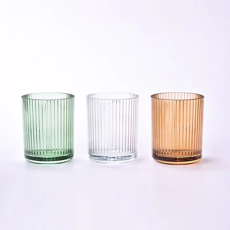Popular vertical Stripe Design Scented Glass for Candles Glass Container for Soy Wax