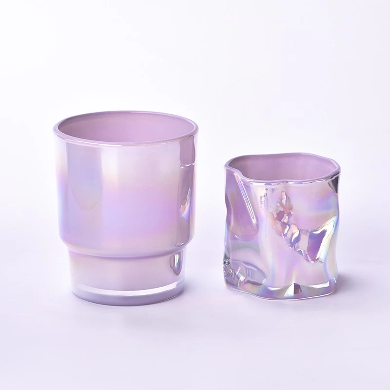 Wholesale 420ml powder purple gradation glass candle jars for home deco