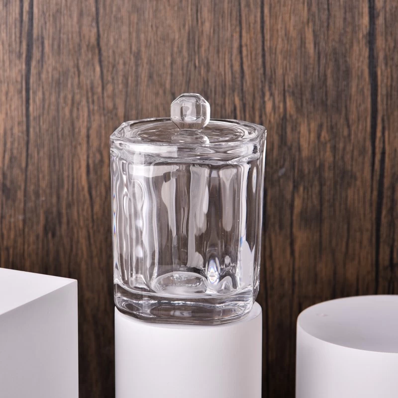 Supplier newly designed square clear glass candle jars with lids 