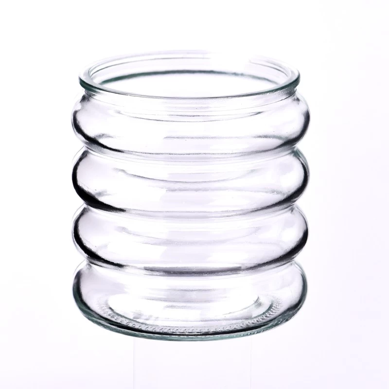 Customized deco cyclic shape 320ml glass candle holder for wholesale