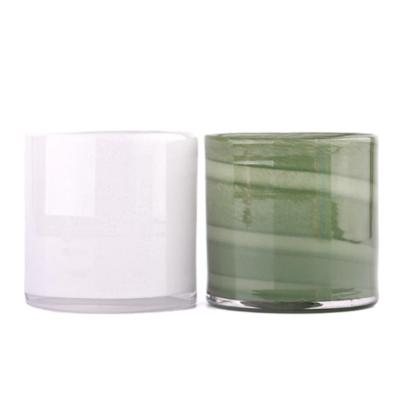 Wholesale 542ml handmade color material white glass candle jar for home decor