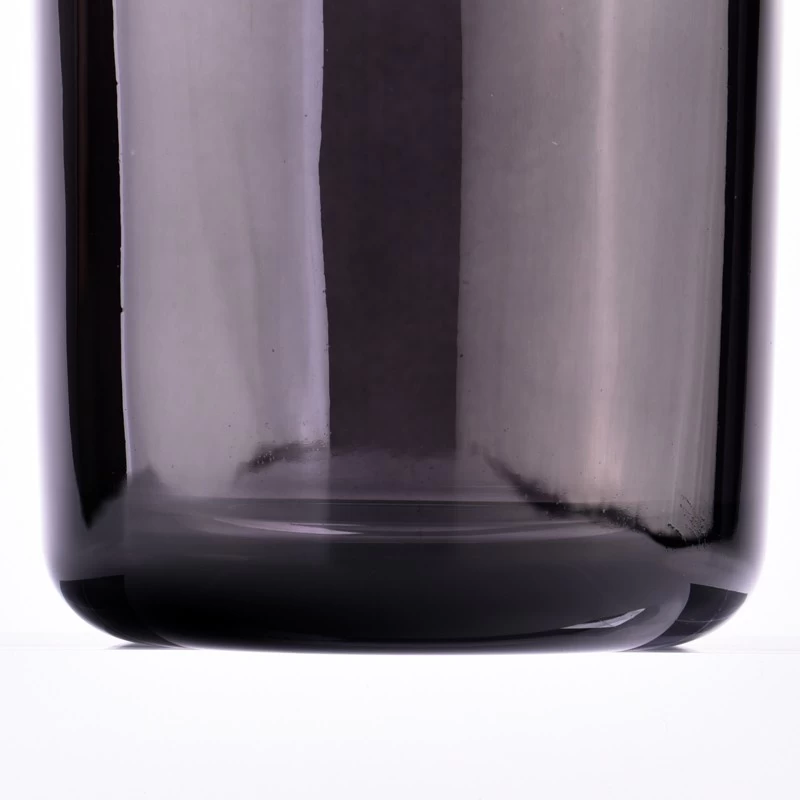 300ml Round Bottom Glass Candle Holder Black Glass Candle Vessel
