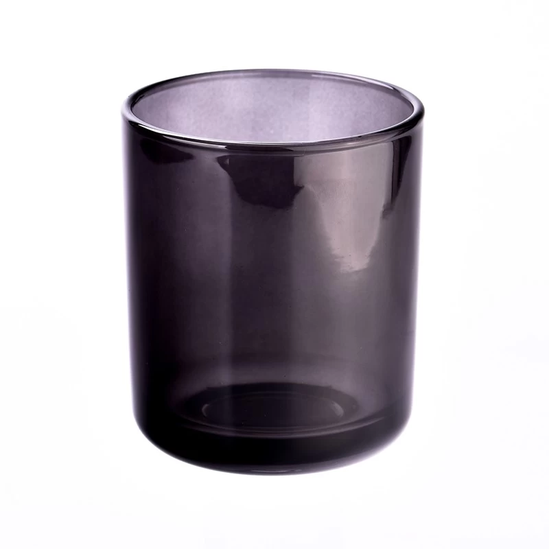 300ml Round Bottom Glass Candle Holder Black Glass Candle Vessel