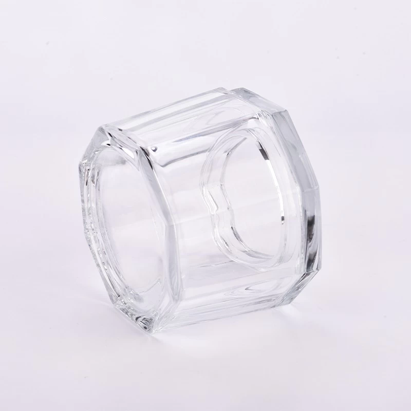Octagonal glass candle jars with lids large glass candle holders with lids 