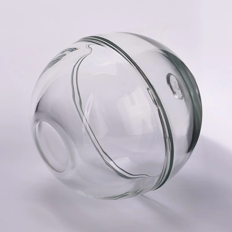 Holiday season glass candle jars round ball glass candle holders with lids 