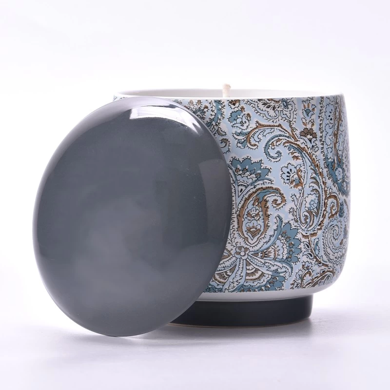 Cina Pemasok 8oz 10oz toples keramik yoga alami lilin lilin OEM dengan tutup keramik pabrikan