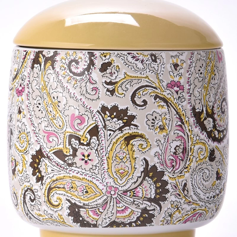 Wholesale Unique Luxury Ceramic Candle Vessel Jars with Ceramic Lid