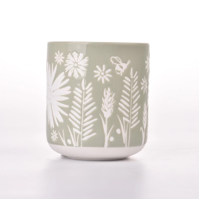 porcelana decoración del hogar moda flor obra de arte tarro de vela de vidrio fabricante