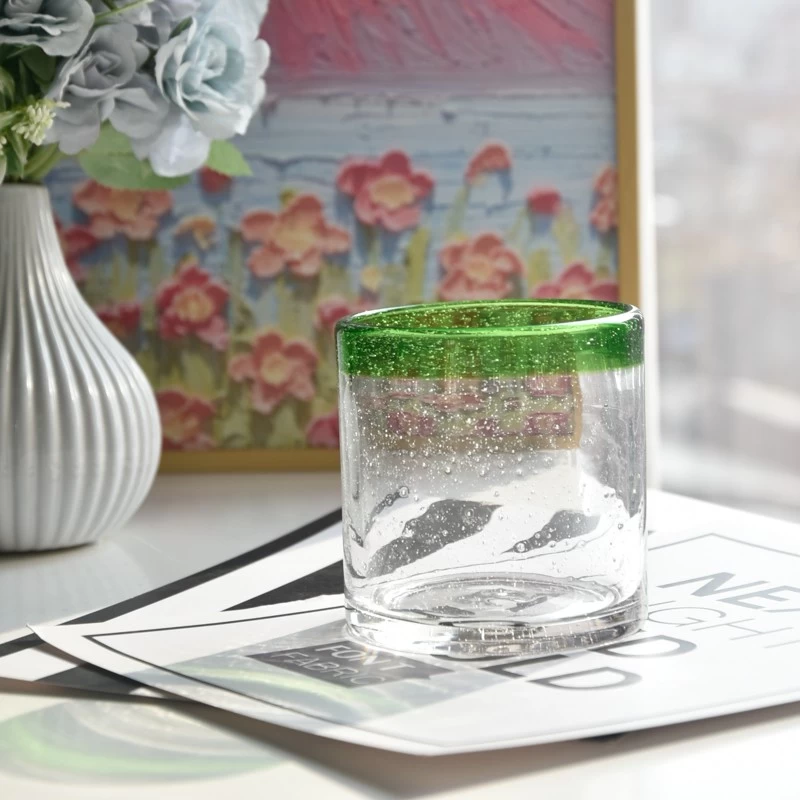 Wholesale 10oz 12oz Handmade glass candle jar unique foam glass candle containers