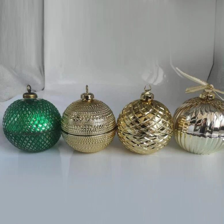 China Christmas 6oz glass ball candle holders with ball lid manufacturer