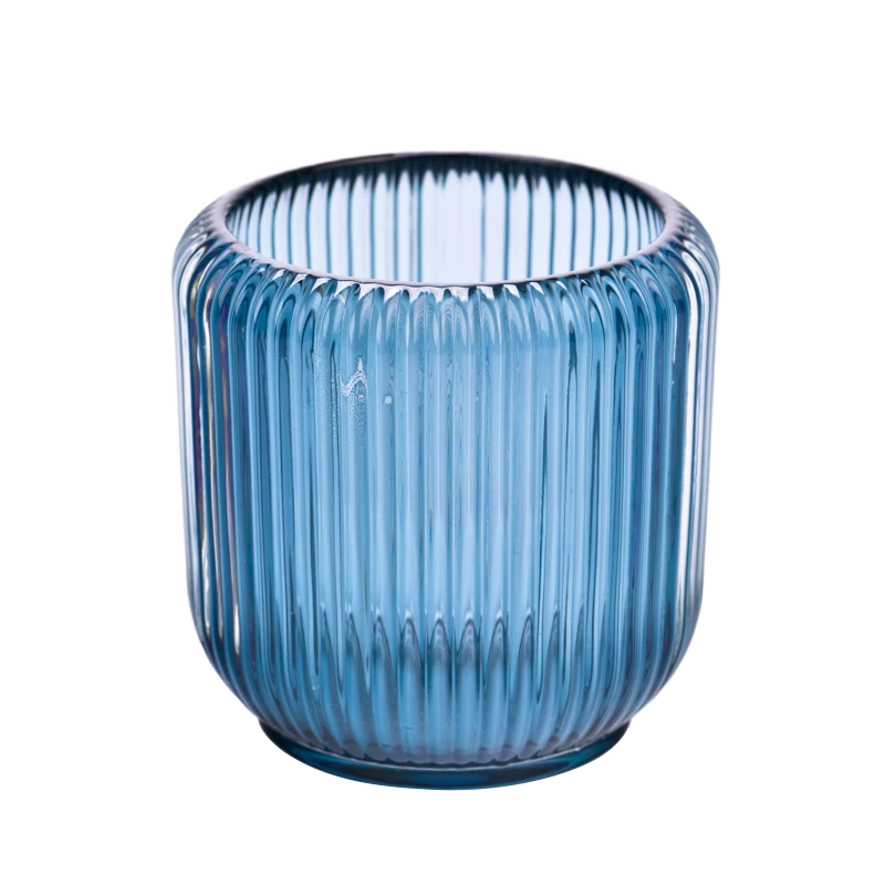luxury blue 6oz thick glass candle jars