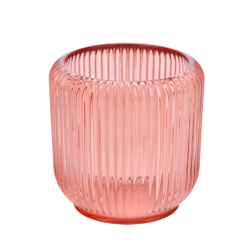 중국 홈 장식 핑크 색상 두꺼운 벽 유리 캔들 항아리 제조업체