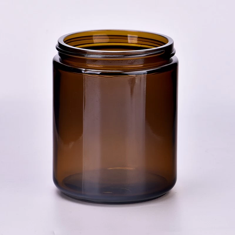porcelana Recipiente de vidrio ámbar de 9 oz para hacer velas. fabricante